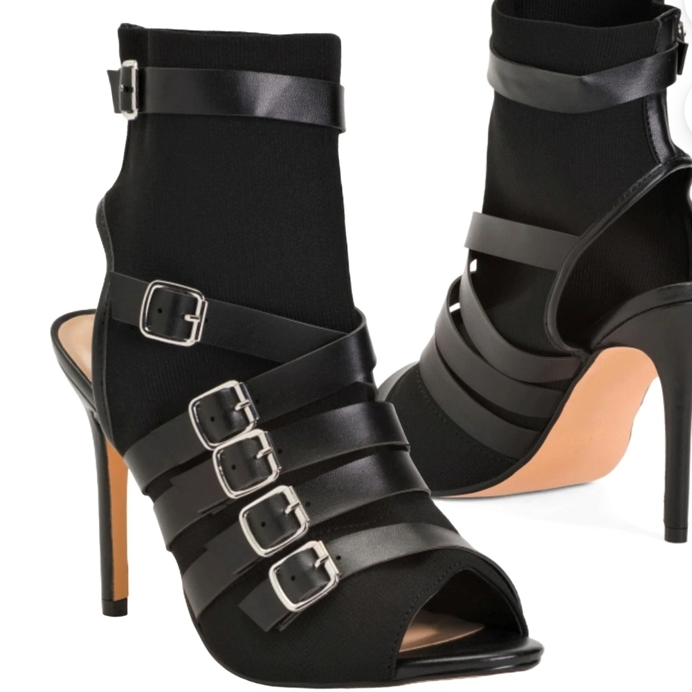 Nicole Miller Black Multi-Strap Heels